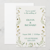  Wildflower classic floral Minimalist Invitations  Kaart (Voorkant / Achterkant)