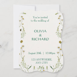 Wildflower classic floral Minimalist Invitations Kaart