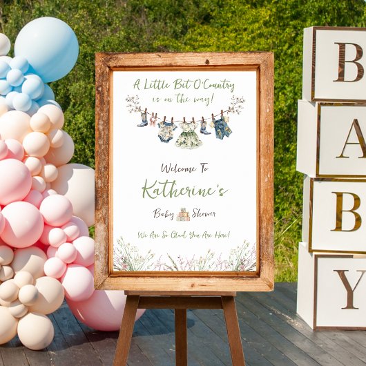 Wildflower Clothesline Baby shower Welkomstbord Poster