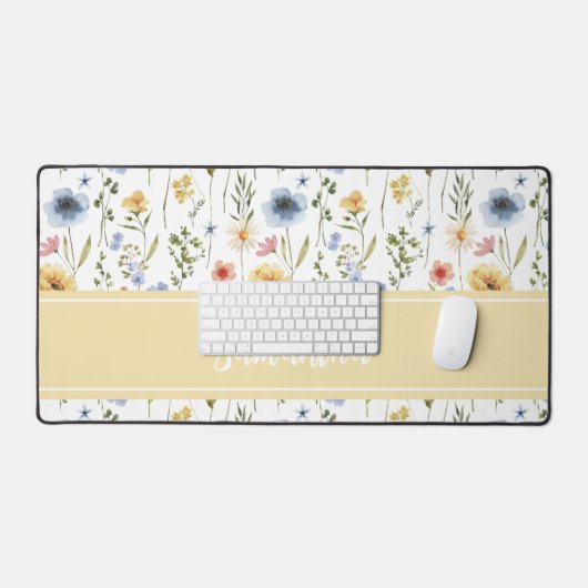 Wildflower Colorful Spring Floral  Desk Mat (Keyboard & Muis)