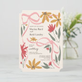 Wildflower Coquette bruiloft Kaart (Staand voorkant)