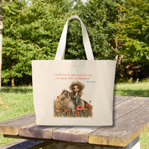 Wildflower Country Girl op het paard Grote Tote Bag