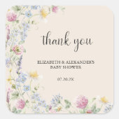 Wildflower Couples Baby Shower Vierkante Sticker (Voorkant)