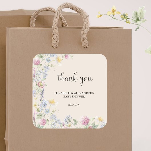 Wildflower Couples Baby Shower Vierkante Sticker