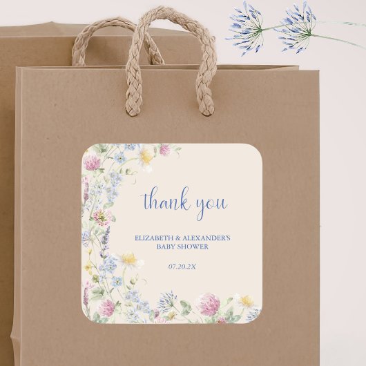 Wildflower Couples Baby Shower Vierkante Sticker