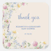 Wildflower Couples Baby Shower Vierkante Sticker (Voorkant)