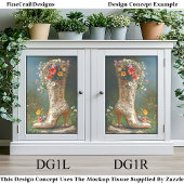  Wildflower Cowgirl Boot DG1L Decoupage Tissuepapier
