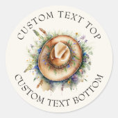 Wildflower Cowgirl Hoed Rustic Boho Quinceanera Ronde Sticker (Voorkant)