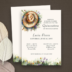 Wildflower Cowgirl Hoed Rustieke Quinceanera en Mi Kaart