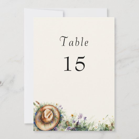 Wildflower Cowgirl Rustieke Bloemen Tafel Nummer Kaart (Achterkant)