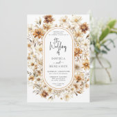 Wildflower Cream Boho Bloemen Boho Bruiloft Kaart (Staand voorkant)