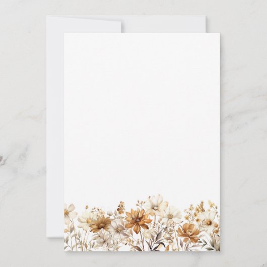 Wildflower Cream Boho Bloemen Boho Bruiloft Kaart (Achterkant)