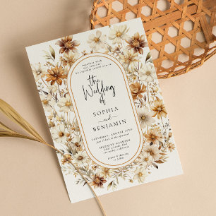 Wildflower Cream Boho Bloemen Boho Bruiloft Kaart