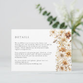 Wildflower Cream Boho Bloemen Bruiloft Informatiekaartje (Staand voorkant)