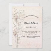 Wildflower crème roze luxe verjaardag kaart (Voorkant)