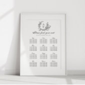 Wildflower Crest Bruiloft Zitkaart Poster