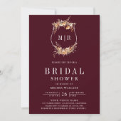 Wildflower Crest QR Code Bourgogne Vrijgezellenfee Kaart (Voorkant)