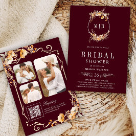 Wildflower Crest QR Code Bourgogne Vrijgezellenfee Kaart