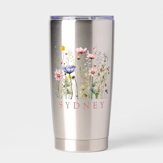 Wildflower Custom Name Geïsoleerde Drinkbeker (Voorkant)