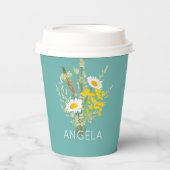 Wildflower Daisies Bloemboeket Aangepaste naam Papieren Bekers (Voorkant)