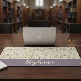 Wildflower Daisy Cottagecore Floral Monogram Bureaumat