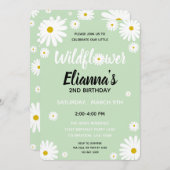 Wildflower Daisy Girl Birthday Uitnodiging (Voorkant / Achterkant)