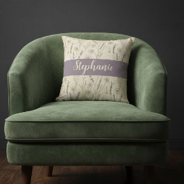 Wildflower Daisy Lavender Cottagecore Personalized Kussen