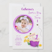 Wildflower Daisy Meisje Geel Paarse eerste verjaar Kaart (Voorkant)