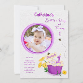 Wildflower Daisy Meisje Geel Paarse eerste verjaar Kaart