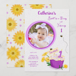 Wildflower Daisy Meisje Geel Paarse eerste verjaar Kaart
