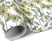 Wildflower Daisy Pattern Cute Boho Hand-Drawn Gift Cadeaupapier (Rol Hoek)