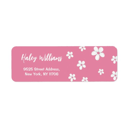 Wildflower Daisy Roze Baby Meisje Retouradres Etiket (Voorkant)