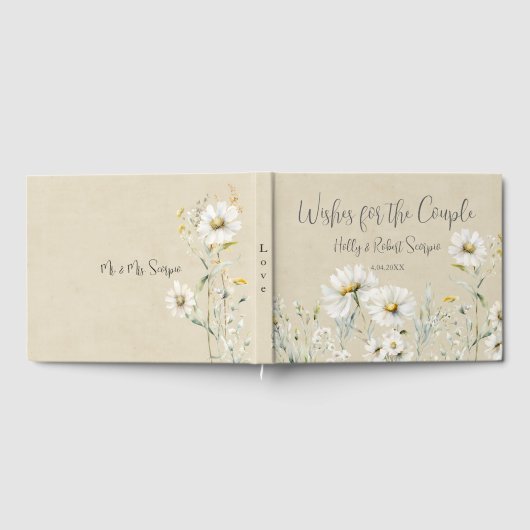 Wildflower Daisy Wedding Gastenboek (Volledig)