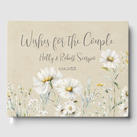 Wildflower Daisy Wedding Gastenboek (Voorkant)