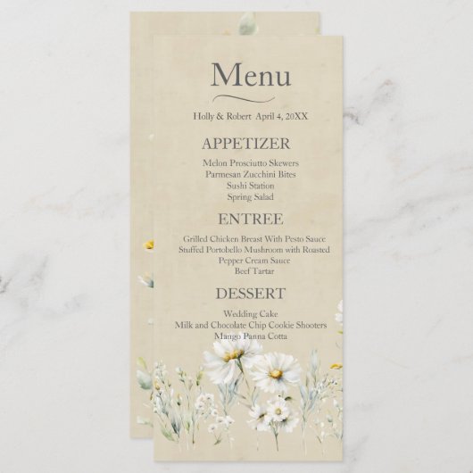 Wildflower Daisy Wedding Menu (Voorkant / Achterkant)