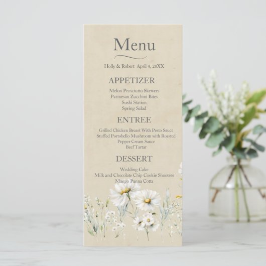 Wildflower Daisy Wedding Menu (Staand voorkant)