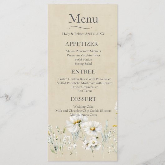 Wildflower Daisy Wedding Menu (Voorkant)