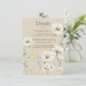 Wildflower Daisy Wedding QR-code Informatiekaartje (Staand voorkant)