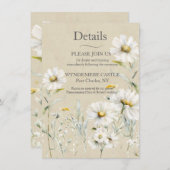 Wildflower Daisy Wedding QR-code Informatiekaartje (Voorkant / Achterkant)
