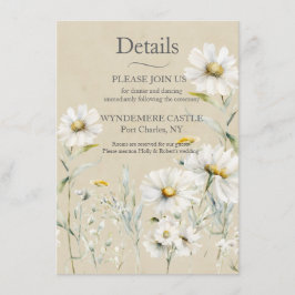 Wildflower Daisy Wedding QR-code Informatiekaartje