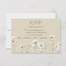Wildflower Daisy Wedding RSVP Kaartje