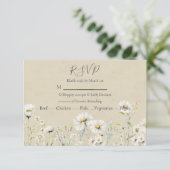 Wildflower Daisy Wedding RSVP Kaartje (Staand voorkant)