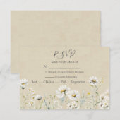 Wildflower Daisy Wedding RSVP Kaartje (Voorkant / Achterkant)
