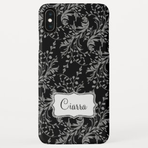 Wildflower damask zwarte grijze naam Case-Mate iPhone case
