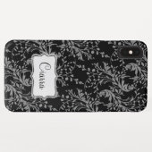 Wildflower damask zwarte grijze naam Case-Mate iPhone case (Achterkant (horizontaal))