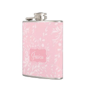 Wildflower damast roze genaamd heupkolf heupfles (Links)