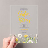 Wildflower Dandelion Garden Wedding Acryl Uitnodigingen (Insitu (Draagbaar))