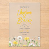 Wildflower Dandelion Garden Wedding Acryl Uitnodigingen (Voorkant)