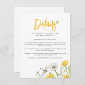Wildflower Dandelion Garden Wedding Details Informatiekaartje (Voorkant / Achterkant)
