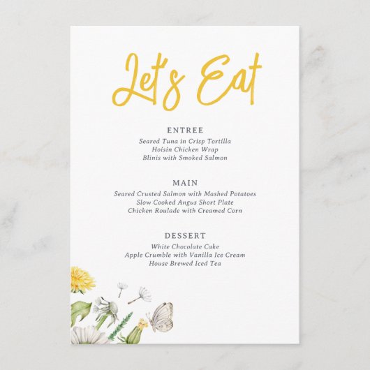 Wildflower Dandelion Garden Wedding Menu (Voorkant)